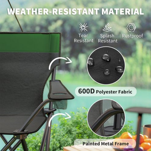 Outsunny 4 Piece Foldable Camping Table and Chairs Set, Portable Picnic Table with 3 Chairs, Cup Holders and Carrying Bag, Outdoor Lightweight Table Set for BBQ, Picnic, Parties, Olive Green