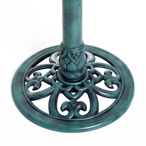 Outsunny 50cm Bird Bath for Garden, Outdoor Birdbath Stand, Decorative Bird Drinking Stand with Scallop-like Pattern, Time-Worn Finish, Green