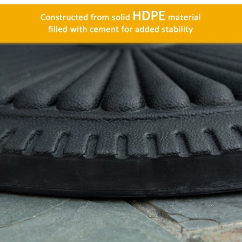 Outsunny 14kg Round Cement Parasol Base Umbrella Weight Stand Holder Fits 35mm, 38mm, 48mm Pole for Patio Outdoor Garden - Black