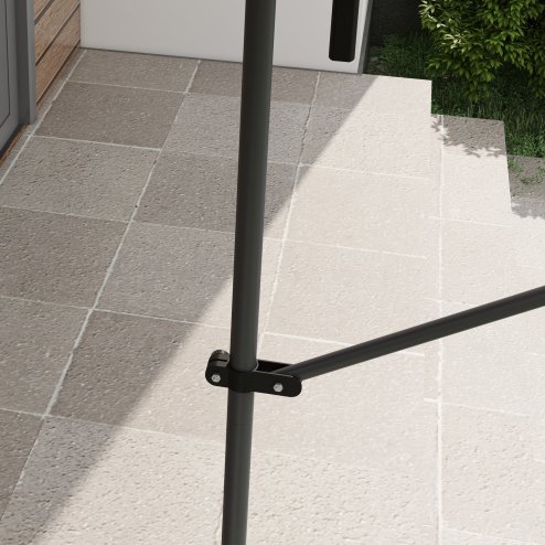 Outsunny 2.5 x 1.2m Free Standing Retractable Awning, Non-Screw Patio Sun Shade Shelter with Support Pole Stand and UV Resistant Fabric, for Window, Door, Porch, Deck, Dark Grey