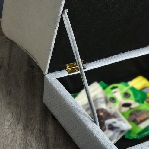 PawHut Dog Sofa with Storage, Pet Chair for Small Dogs, Cat Couch with Soft Cushion, Light Grey, 76 x 45 x 43 cm