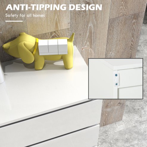 HOMCOM High Gloss Chest of Drawers, Modern 4 Drawer Dresser with Soft Closing Mechanism for Bedroom, White