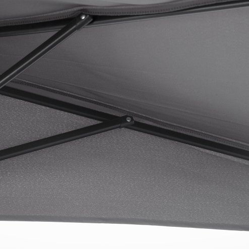 Outsunny 3(m) Half Parasol, Semi Round Umbrella with Metal Frame, Crank Handle for Balcony, Garden, Grey