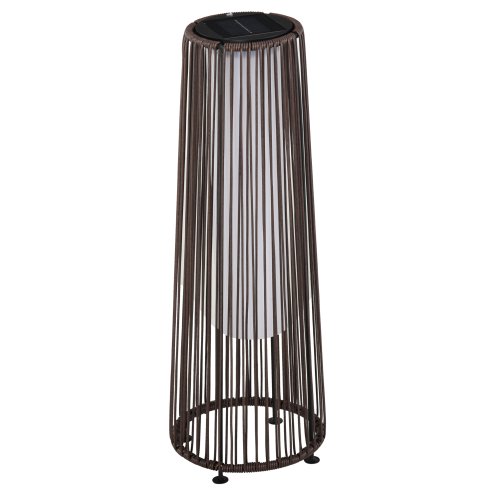 Outsunny Garden Rattan Lamp, 61 cm Tall Solar Rattan Floor Lamp, Solar Garden Light with Auto On/Off LED Light, IP44 Waterproof for Outdoor, Porch, Pathway, Terrace, Brown