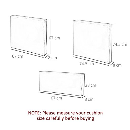 Outsunny Rattan Cushion Covers, Outdoor Seat Cushion Covers, Garden Furniture Covers Replacement - COVER ONLY, Grey