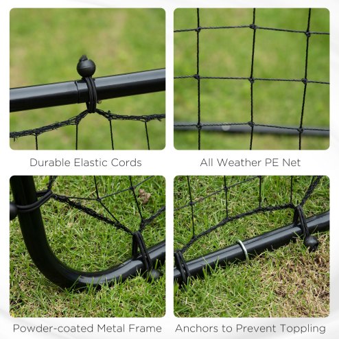 HOMCOM Rebounder Net Practise Kickback Target Goal with 5 Angles, for Teens, Adults, Softball, Football Training, Black