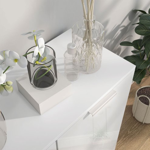 HOMCOM Shoe Cabinet, Compact Shoe Storage Cabinet with Soft-Close Hinges and Adjustable Shelves for 15-20 Pairs of Shoes, High Gloss White