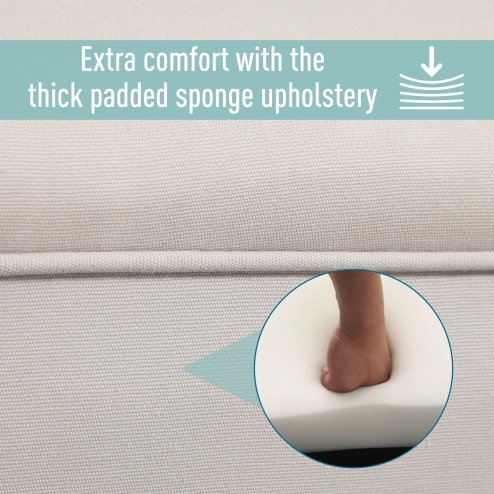 HOMCOM Small-sized Bed End Side Chaise Lounge Sofa Window Seat Arm Bench Wooden Leg Fabric Cover (Grey)