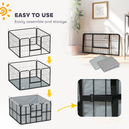 PawHut Whelping Box for Dogs and Puppies, 4 Panel Whelping Pen with Washable Whelping Pad, Wind-Resistant Cloth, Lockable Door, Dog Playpen for Indoor, Outdoor, for Small and Medium Breeds