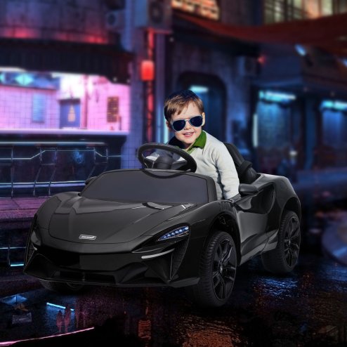 HOMCOM McLaren Licensed 12V Kids Electric Ride-On Car with Butterfly Doors, Powered Electric Car with Remote Control, Music, Horn, Headlights, MP3 Slot, Suspension Wheels, for Ages 3-6 Years - Black