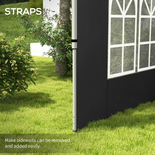 Outsunny Gazebo Side Panels with Window for 3x3(m) or 3x4m Pop Up Gazebo, 2 Pack Sides Replacement, Black