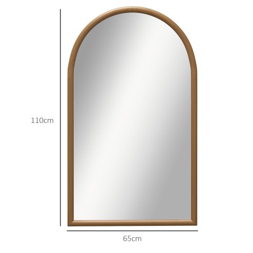 HOMCOM Arched Wall Mirror, 110 x 65 cm Arch Mirror for Living Room, Bedroom, Hallway, Dark Brown