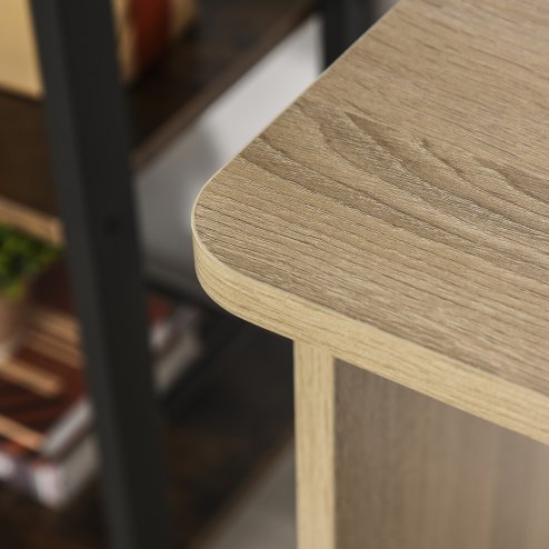 HOMCOM Computer Desk, Writing Desk with 3-Tier Storage Shelf, Work Table for Home Office, Study, Living Room, Oak and White