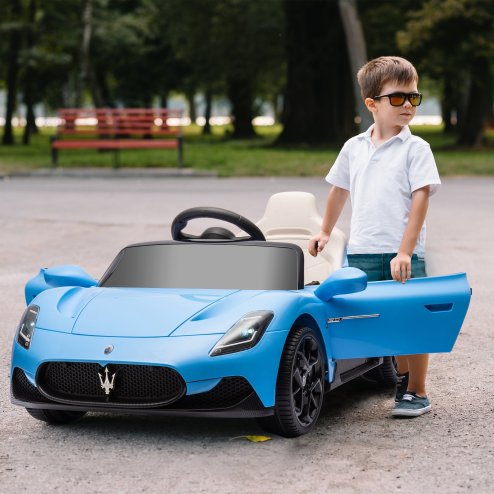 AIYAPLAY Maserati MC20 Licensed 12V Electric Car for Kids with Remote Control, Kids' Electric Ride on with Slow Start, LED Lights, Music, Horn, Spring Suspension, for 3-6 Years, Blue