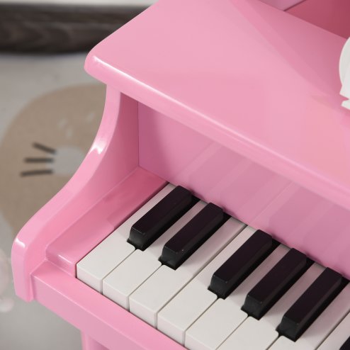 HOMCOM 30 Keys Kids Keyboard Piano Mini Piano Set Grand Piano with Music Stand and Bench Pink