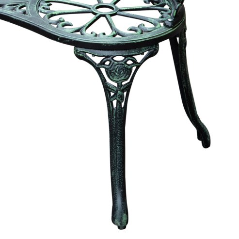 Outsunny 2 Seater Garden Bench, Cast Aluminium Outdoor Garden Loveseat, Antique Rose Style Outdoor Bench Seat with Back and Armrests for Patio, Porch, Park, Green