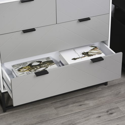 HOMCOM Chest of Drawers with Metal Handles Freestanding Dresser for Bedroom, Living Room