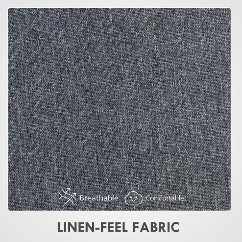 HOMCOM Office Chair, Fabric Computer Desk Chair with High Back, Swivel Wheels, Armrest, Tilting Function, Height Adjustable for Home, Grey