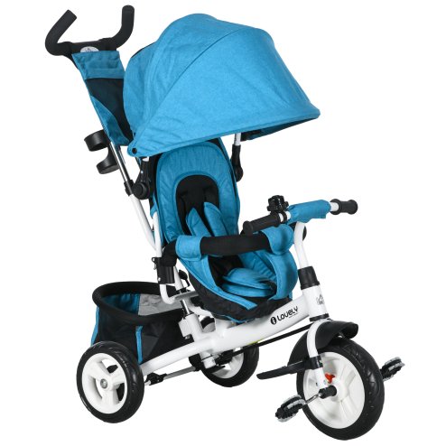HOMCOM 6 in 1 Trike, Kids Tricycle, Pedal Push Bike w/ Push Handle, Removable Canopy, 5-point Safety Belt, Storage, Cushion, Footrest, Brake, for 1-5 Years Toddler