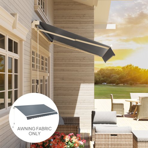 Outsunny Awning Replacement Canopy, Water Resistant UPF 50+ Sun Shade Cover for 3 x 2.5 m Garden Awning (Fabric Only), Grey