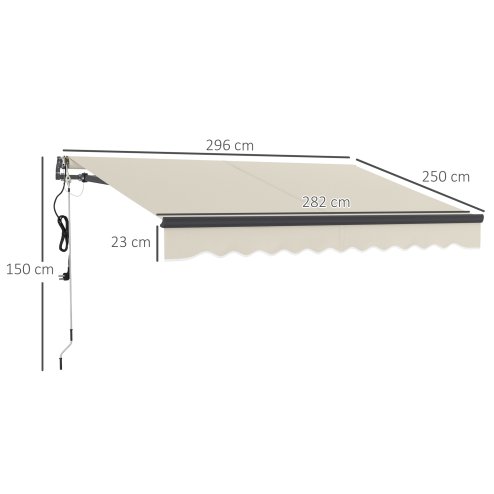 Outsunny 3 x 2.5m Electric Awning with Remote Controller, Aluminium Frame DIY Retractable Awning, UV30+ Sun Shade Canopy for Garden Patio Deck Door Window, Beige