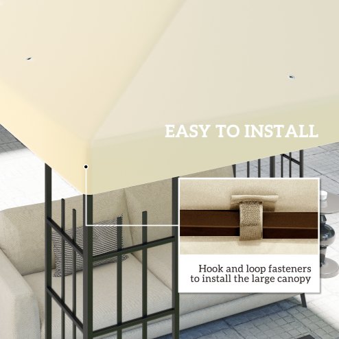 Outsunny 3 x 3(m) Gazebo Canopy Replacement Cover, Garden Gazebo Roof Replacement with Drain Holes, Water Resistant PVC Coating, 370g/㎡, UPF30+, TOP COVER ONLY