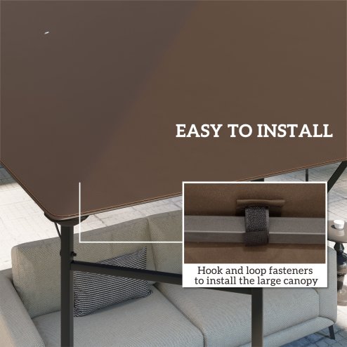 Outsunny 3 x 3(m) Gazebo Canopy Replacement Cover, Garden Gazebo Roof Replacement with Drain Holes, Water-resistant Plastic Coating, 370g/㎡, UPF30+, TOP COVER ONLY