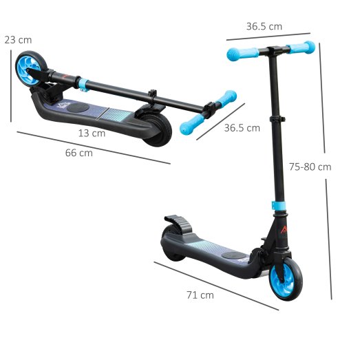 HOMCOM Kids Folding Electric Scooter Adult E Scooter, 120W, with Adjustable Height and Rear Wheel Brake, 8km/h Maximum Speed, for Children Ages 6-12 Years Old, Sky Blue