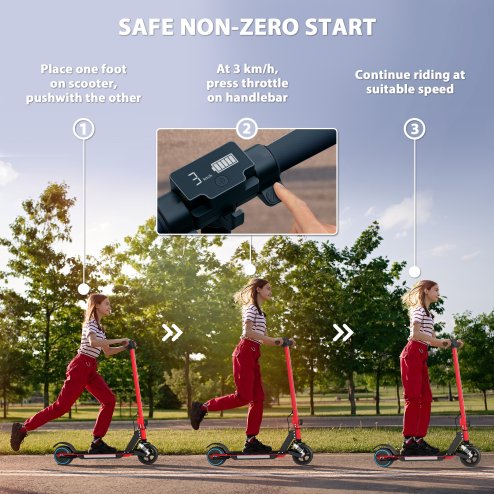 SPORTNOW Electric Scooter for Kids, Folding E Scooter for Age 6-14 with Dual Brakes, Up to 14 KM/H, Maximum Range 6 KM, 6.8kg Lightweight, Front Suspension, LED Colourful Lights, Black
