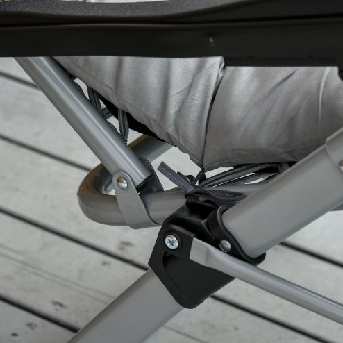 Outsunny 2 Piece Reclining Zero Gravity Chair Metal Frame Folding Garden Sun Lounger with Cushion Headrest, Light Grey