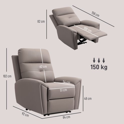 HOMCOM Recliner Armchair, Manual Reclining Chair with Adjustable Leg Rest and Reclining Functions, Modern Microfibre Overstuffed Lounge Seating for Living Room, Bedroom, Grey
