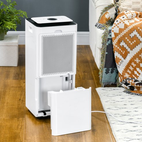 HOMCOM 16L/Day 3500mL Portable Quiet Dehumidifier with Air Purifier Filter, 24H Timer, 5 Modes, Electric Moisture Air Dehumidifier for Home Laundry Basement, White