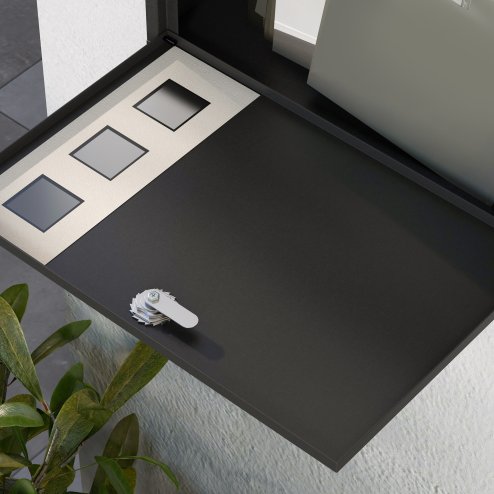 HOMCOM Wall Mounted Letter Box, Weatherproof Post Box for Outside, Modern Mailbox with 2 Keys and Viewing Windows, Easy to Install, 36.5x11.5x29cm, Black