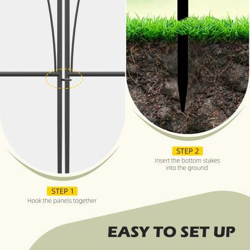 Outsunny Decoration Garden Fence, 5PCs Outdoor Picket Fence Panels, Rustproof Metal Wire Landscape Flower Bed Border Edging Animal Barrier, Black