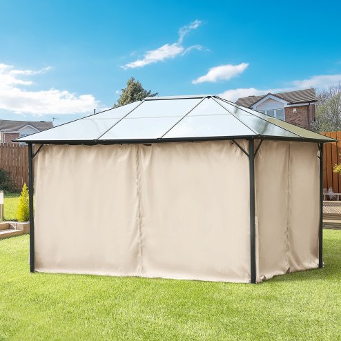 Outsunny 4 Pack Replacement Gazebo Curtains Privacy Panel for Most 3 x 4m Gazebo Canopy Pavillion Outdoor Shelter Sidewalls Accessories Beige