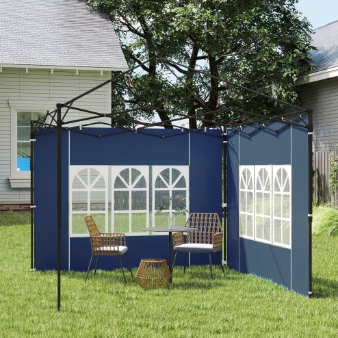 Outsunny Gazebo Side Panels with Window for 3x3(m) or 3x6m Gazebo Canopy, 2 Pack Sides Replacement, Blue