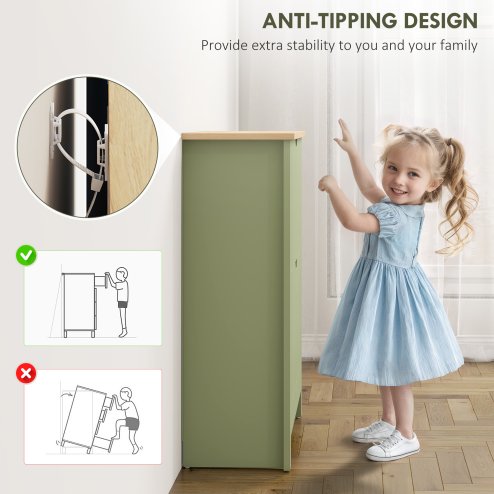 HOMCOM Narrow Shoe Cabinet, Space Saving Shoe Storage Cabinet with 2 Flip Drawers and Adjustable Shelves for 6-12 Pairs of Shoes for Hallways and Living Room, Green