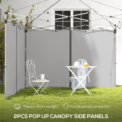 Outsunny Gazebo Side Panels with Zipped Doors, for 3x3 m or 3x6 m Pop Up Gazebo, 2 Pack Sides Replacement, Light Grey