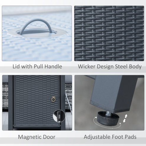 Outsunny Square Propane Gas Fire Pit Table, 40000 BTU Rattan Smokeless Firepit Patio Heater with Lava Rocks and Lid, 71cm x 71cm x 62cm, Black