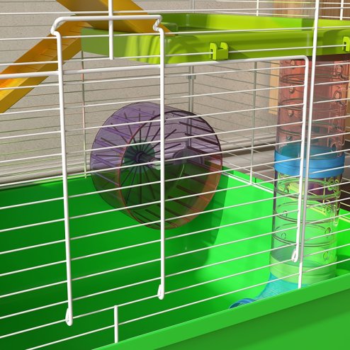PawHut 5 Tier Hamster Cage, Gerbil Cage with Tube, Water Bottle, Exercise Wheel, Food Dish, 59L x 36W x 69H cm - Green