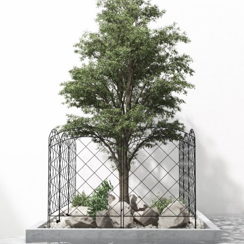 Outsunny Decorative Garden Fencing, 43in x 11.4ft Outdoor Picket Fence Panels, 4PCs Rustproof Steel Wire Landscape Flower Bed Border Edging Animal Barrier, Swirls