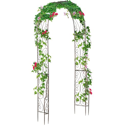 Outsunny Metal Garden Arch Trellis, Decorative Arbour Archway for Walkway Path Ceremony Wedding Party, 120 x 30 x 226cm