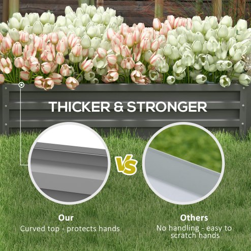 Outsunny 216L Rectangle Raised Garden Bed Box with Weatherized Steel Frame for Vegetables, Flowers and Herbs, 120 x 60 x 30.5cm, Light Grey