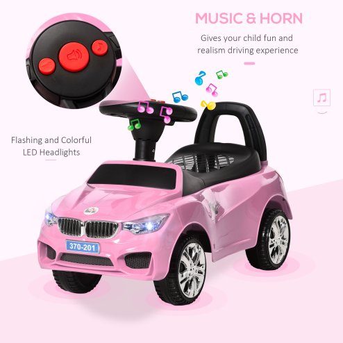 HOMCOM Ride on Car Baby Toddler Walker Foot to Floor Sliding Car Slider w/ Horn Music Working Lights Storage for 1.5 - 3 Years Old Pink