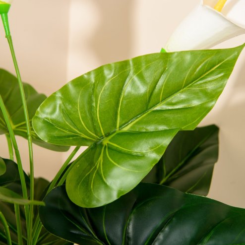 HOMCOM Set of 2 Artificial Realistic Calla Lily Flower, Faux Decorative Plant in Nursery Pot for Indoor Outdoor Decor, 55cm