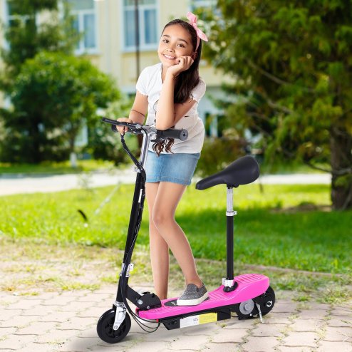 HOMCOM Outdoor Ride On Powered Scooter 120W Motor Bike 2 x 12V Battery - Pink