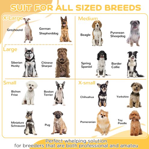 PawHut Whelping Box for Dogs, 2m x 1m Whelping Pen for Indoors, Pet Playpen with Three Doors, Two-Room Design