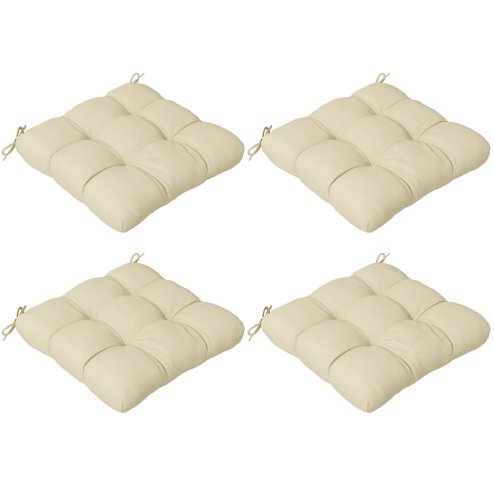 Outsunny Set of 4 Outdoor Seat Cushions with Ties, Water Repellent Seat Pads for Dining Chair, Swing, Sofa, 48 x 48 x 10 cm