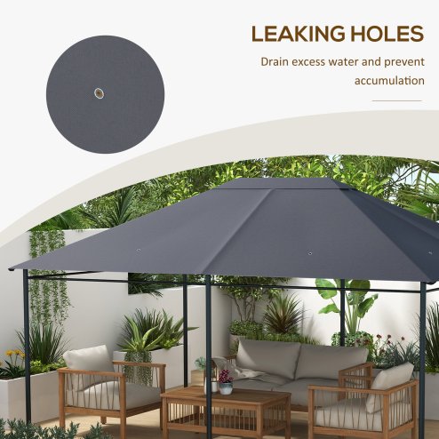 Outsunny 3 x 4m Gazebo Canopy Replacement Covers, Garden Gazebo Roof Replacement with Vents and Drain Holes, TOP COVER ONLY