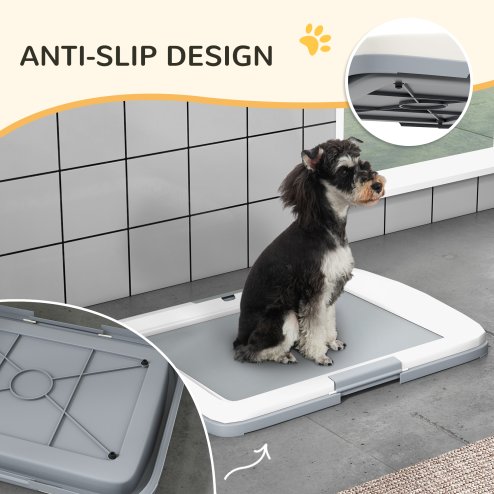 PawHut Dog Toilet Tray, Dog Litter Pee Pad Tray for Training Dogs, Dog Potty Tray Puppy Tray Pad Holder for Indoor, Balcony, Outdoor, 63 x 49 x 6cm